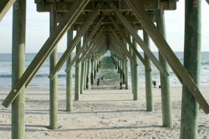Under the pier at Topsail Island