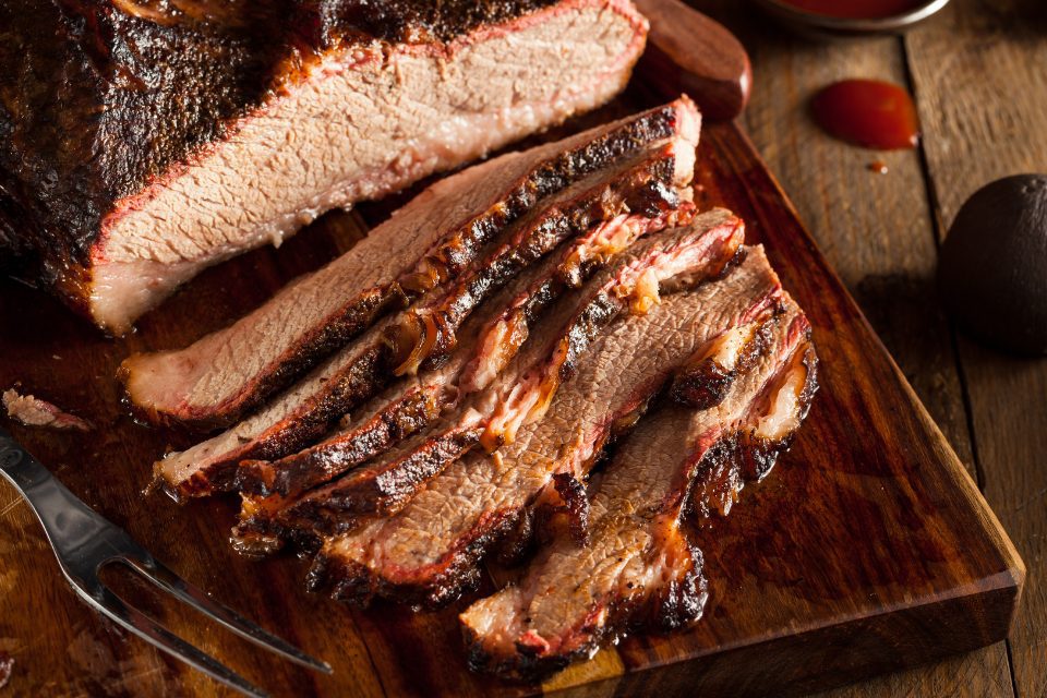 Sliced beef brisket.