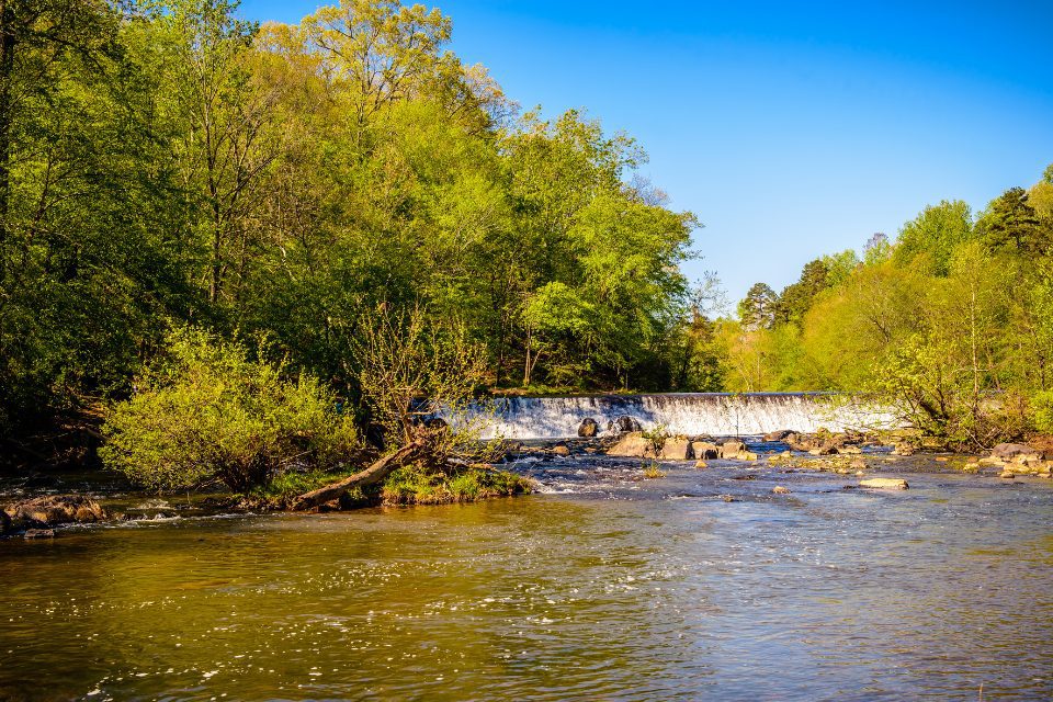 A waterfall view at Eno River State Park.