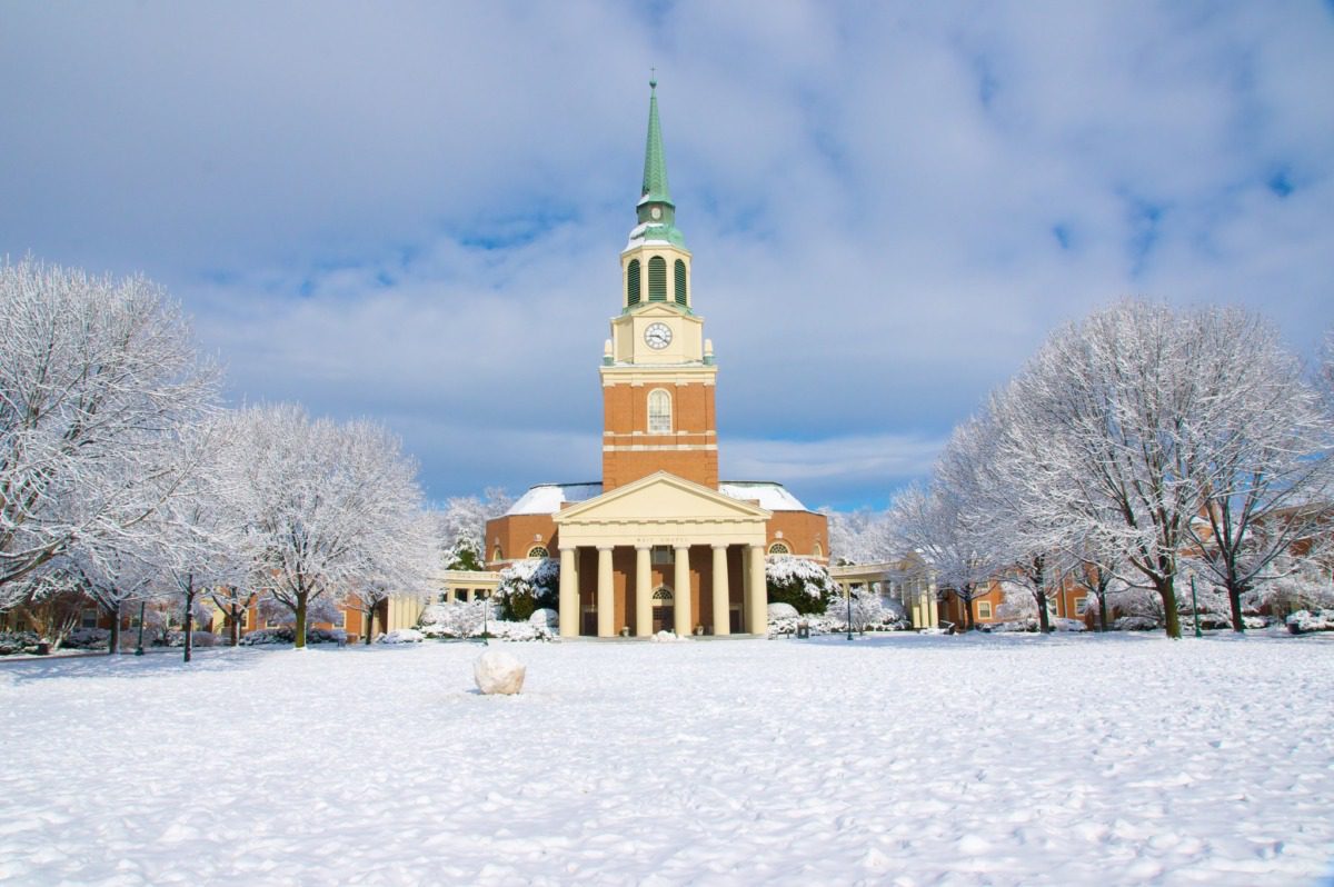 Exterior shot of Wake Forest building.