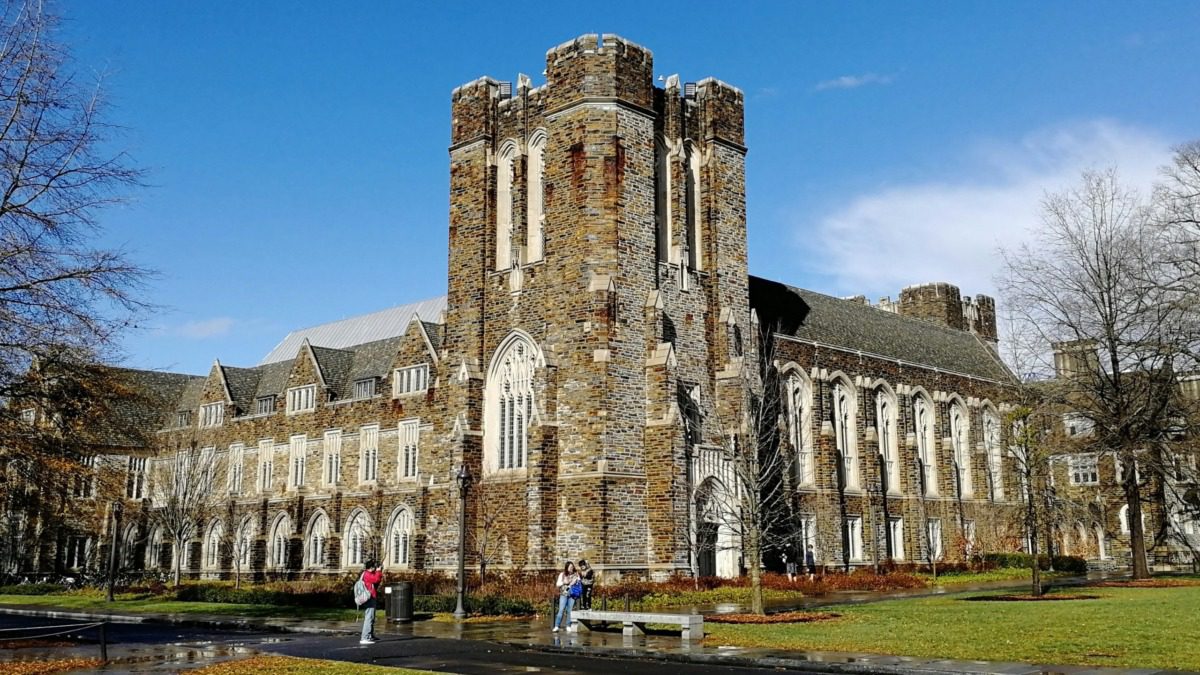 Exterior shot of Duke University.