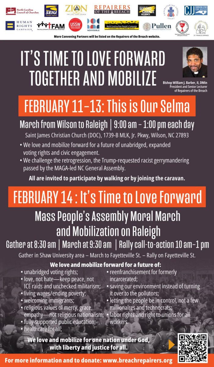 Repairers of the Breach Love Forward Together flyer for Feb. 11-14